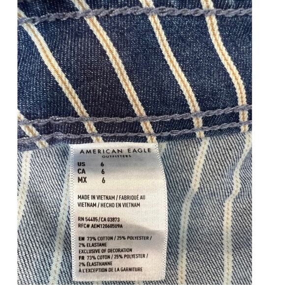 American Eagle Stretch Highest Rise Mom Short Striped Belted - Picture 9 of 11